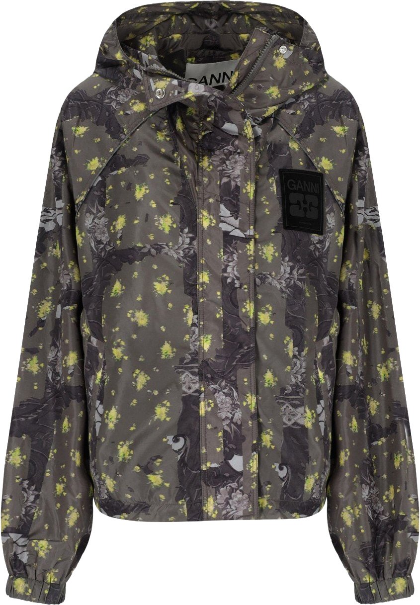 GANNI NYLON WASHED-EFFECT JACKET Zwart