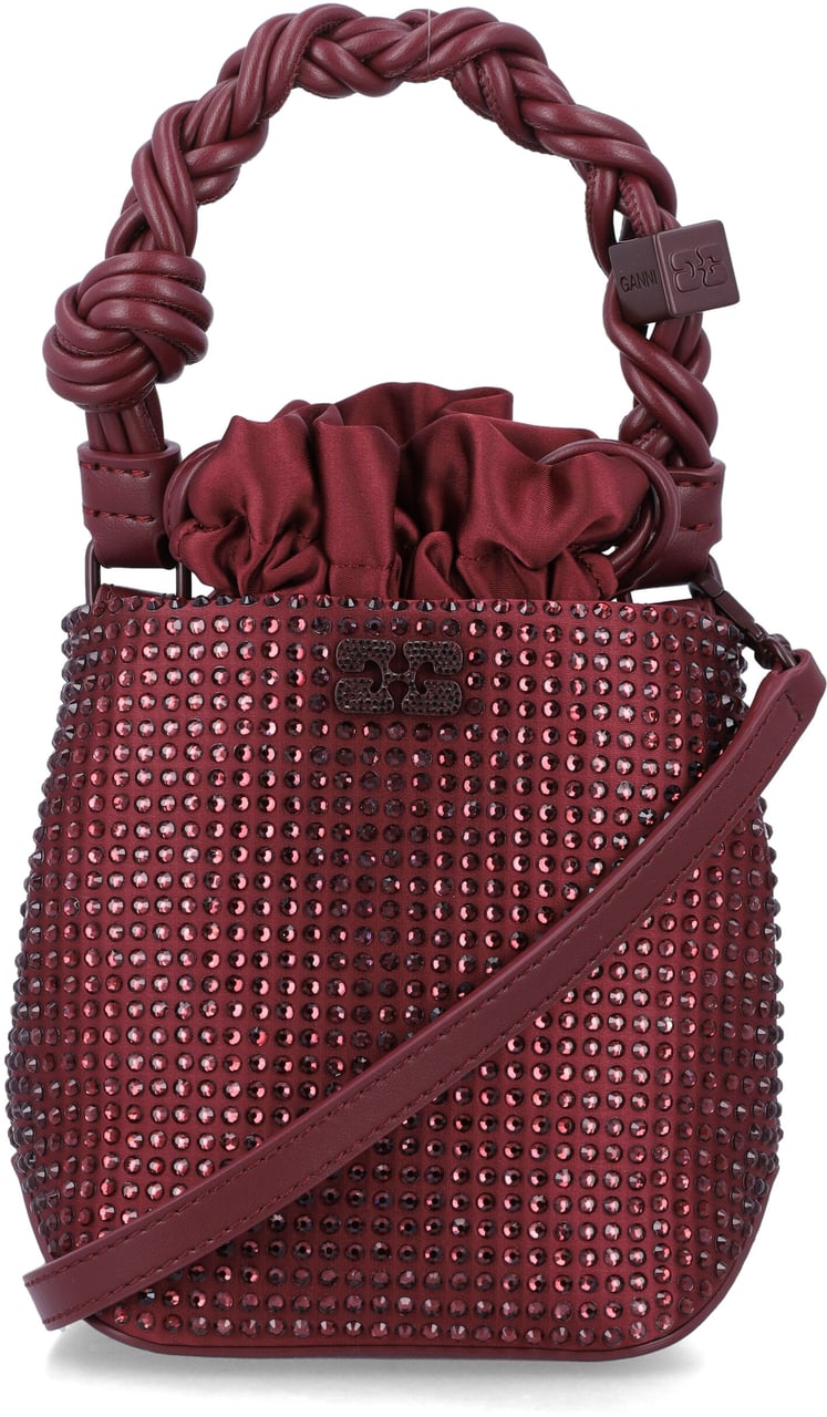 Ganni Bou Mini Bucket Strass Viola Paars