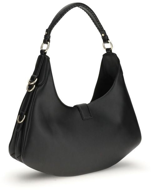 Ganni Ganni Black Calf Leather Bos Taurus Shoulder Bag Zwart