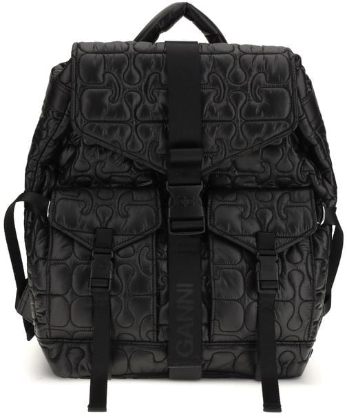 Ganni Ganni Black Polyamide Backpack Zwart