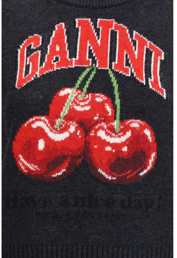 Ganni Ganni Black Wool Sweatshirt Zwart