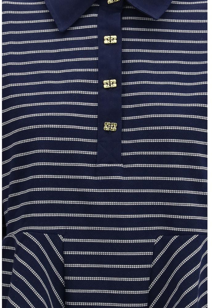 Ganni Blue Cotton Polo Shirt Blauw
