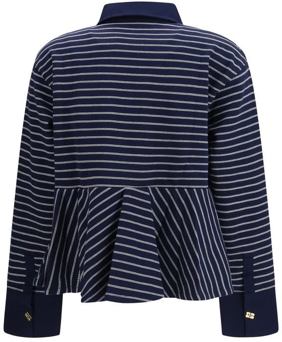 Ganni Blue Cotton Polo Shirt Blauw