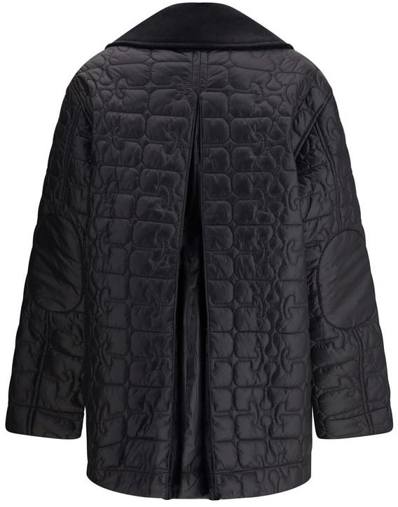 Ganni Gray Nylon Coat Grijs