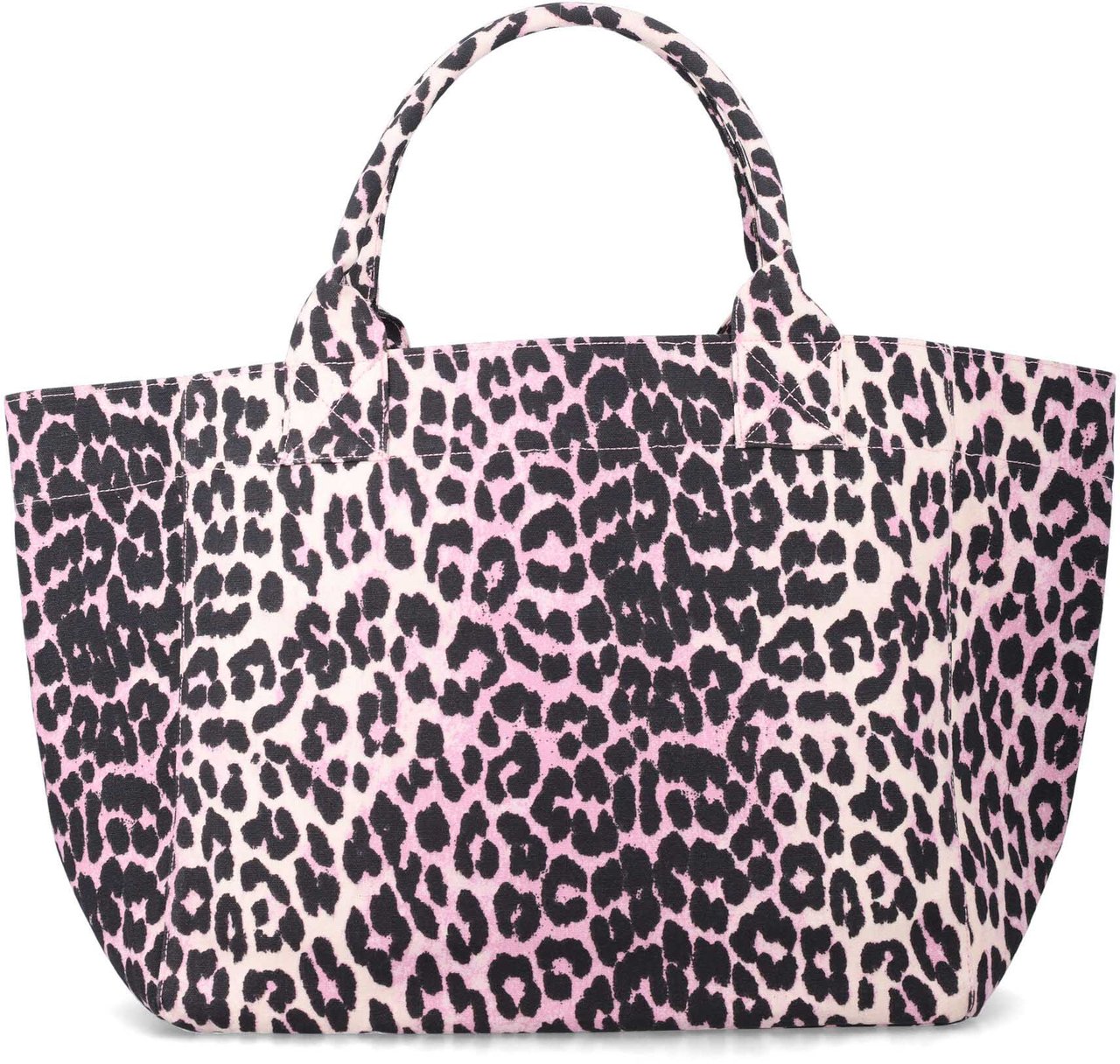 Ganni Leopard Printed Sequin Medium Tote Grijs