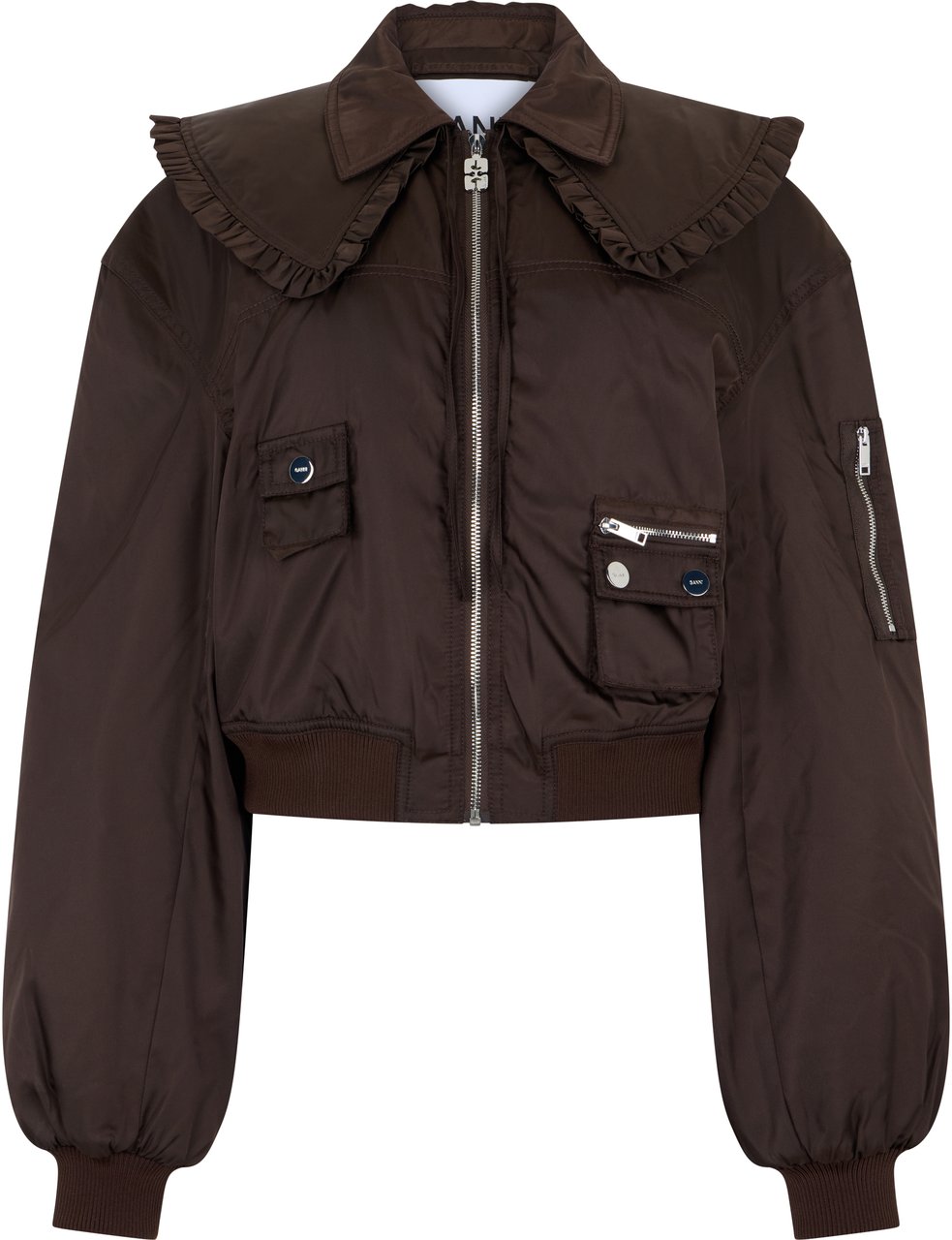 Ganni Bomber Jacket in Nylon Duchess Bruin