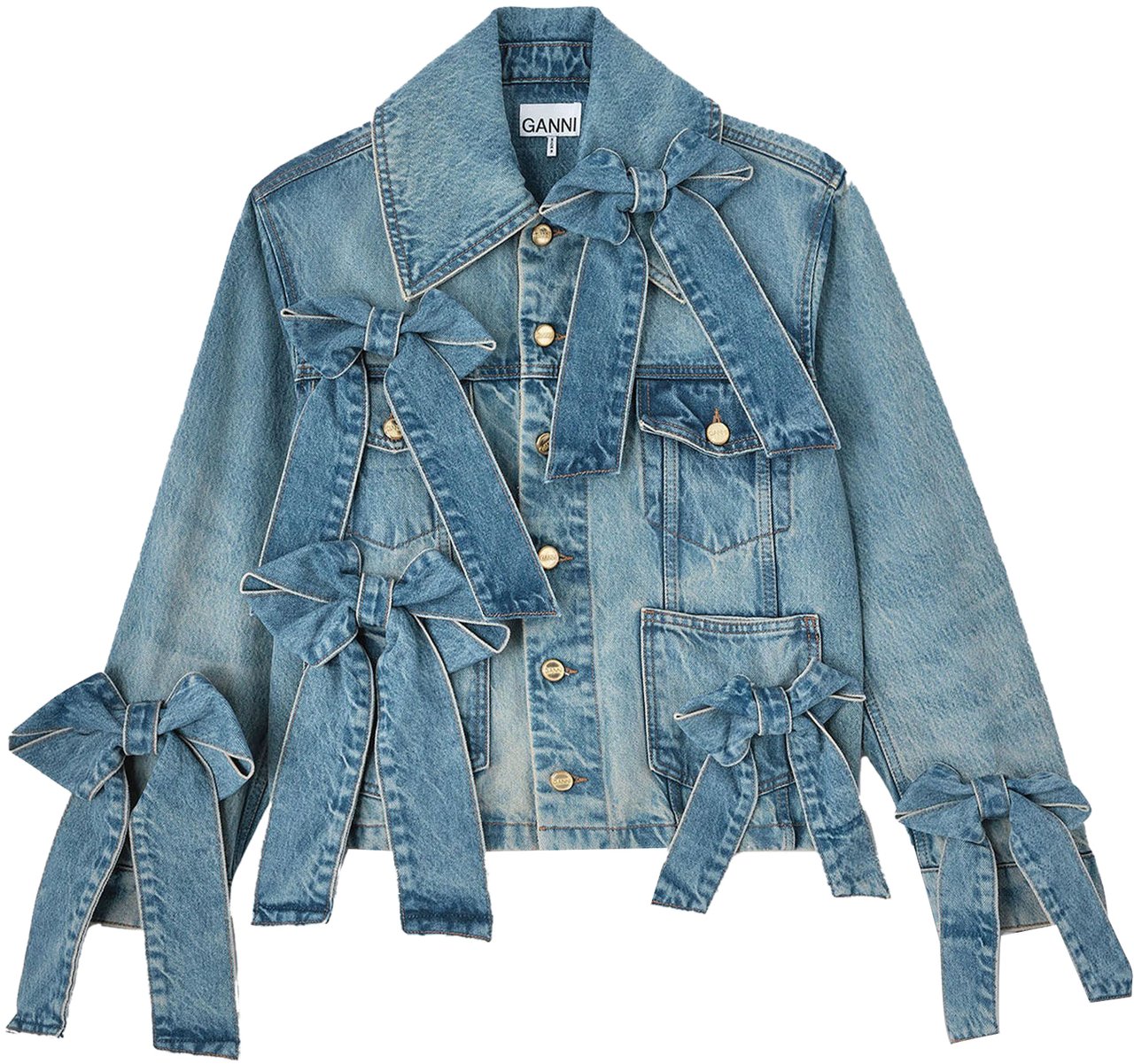 Ganni Tint Stijve Denim Jas Blauw