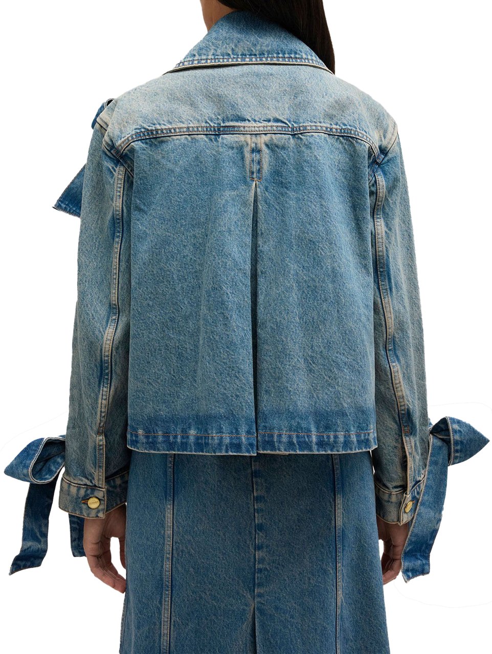 Ganni Tint Stijve Denim Jas Blauw