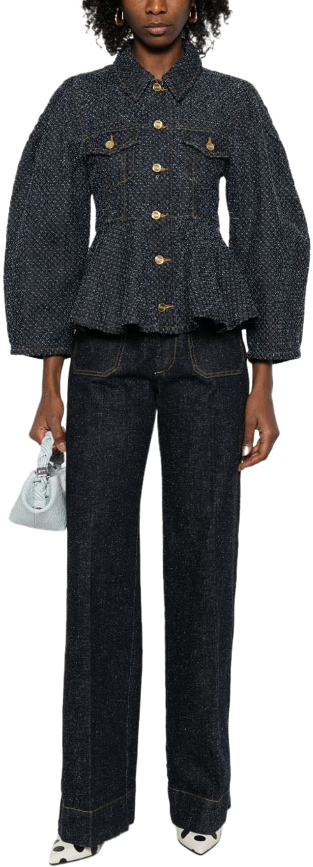 Ganni Coats Blue Blauw