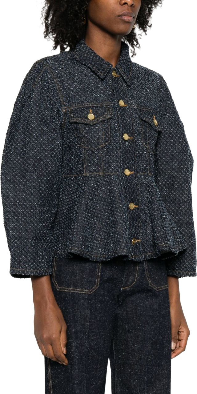 Ganni Coats Navy Navy