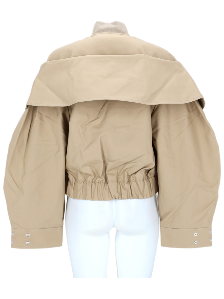Ganni Cropped Bomber Jacket in Organic Cotton with Dramatic Silhouette Neutraal