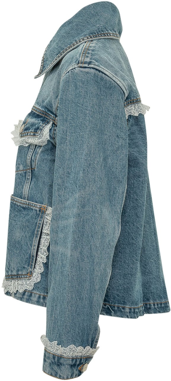 Ganni Giacca con Profili in Pizzo Blauw
