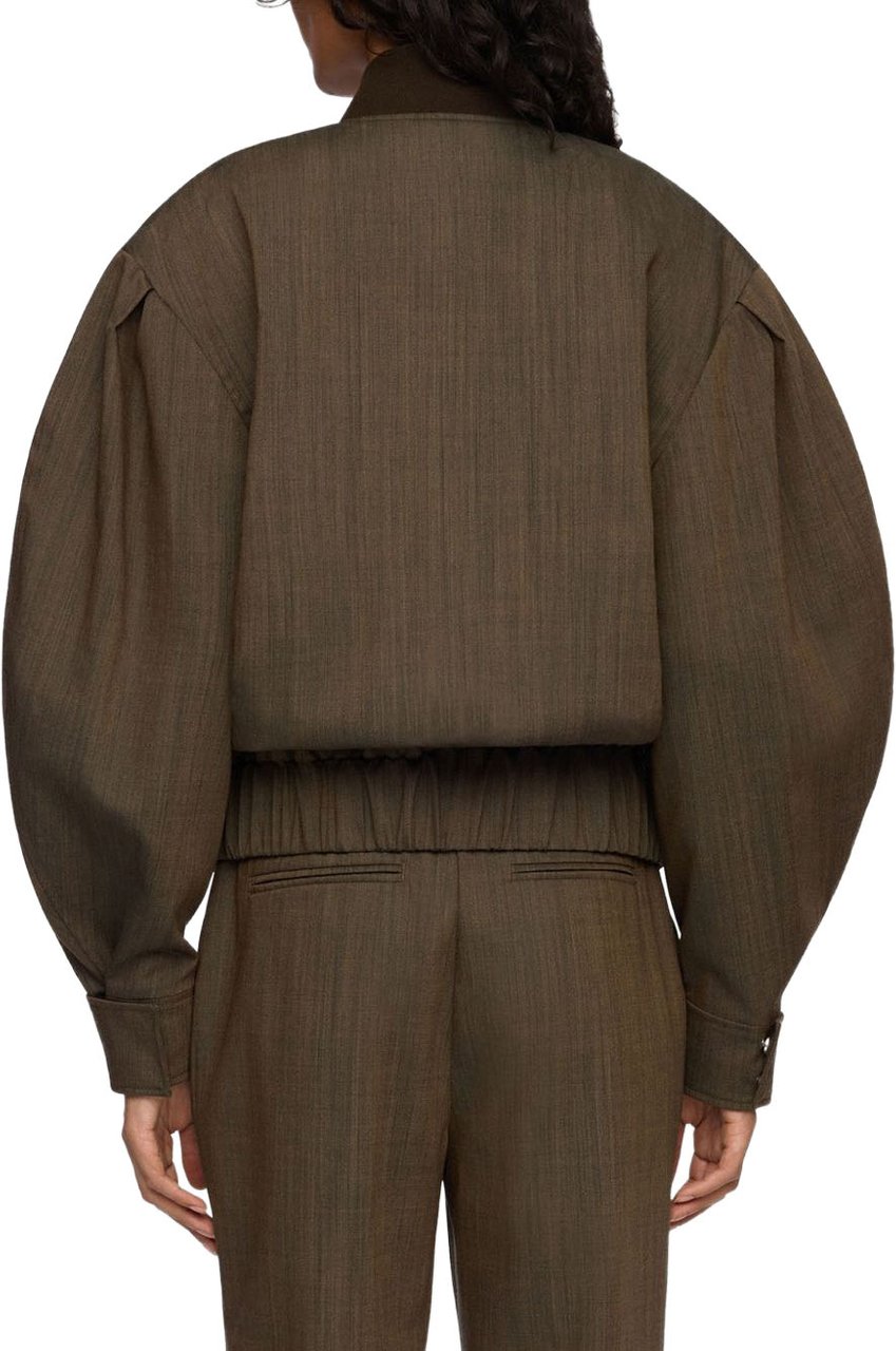 Ganni Bomber Corto con Collo Alto Taupe