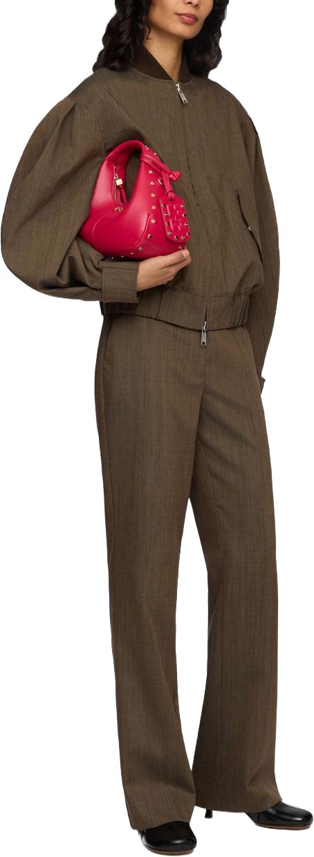 Ganni Bomber Corto con Collo Alto Taupe
