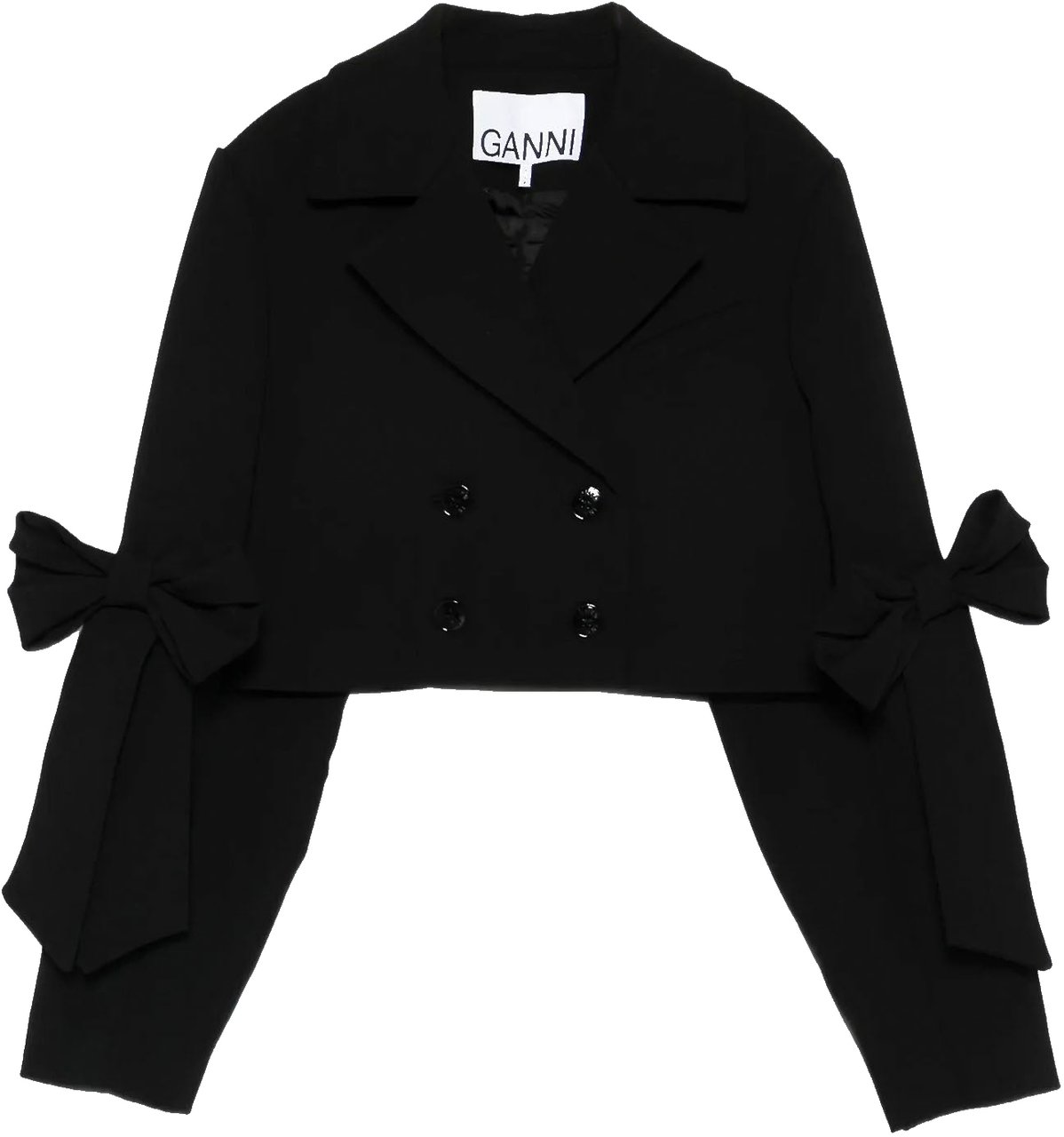 Ganni Bonded Crepe Cropped Blazer Zwart