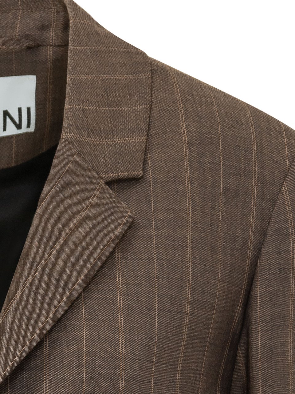 Ganni Blazer a Righe con Revers Taupe