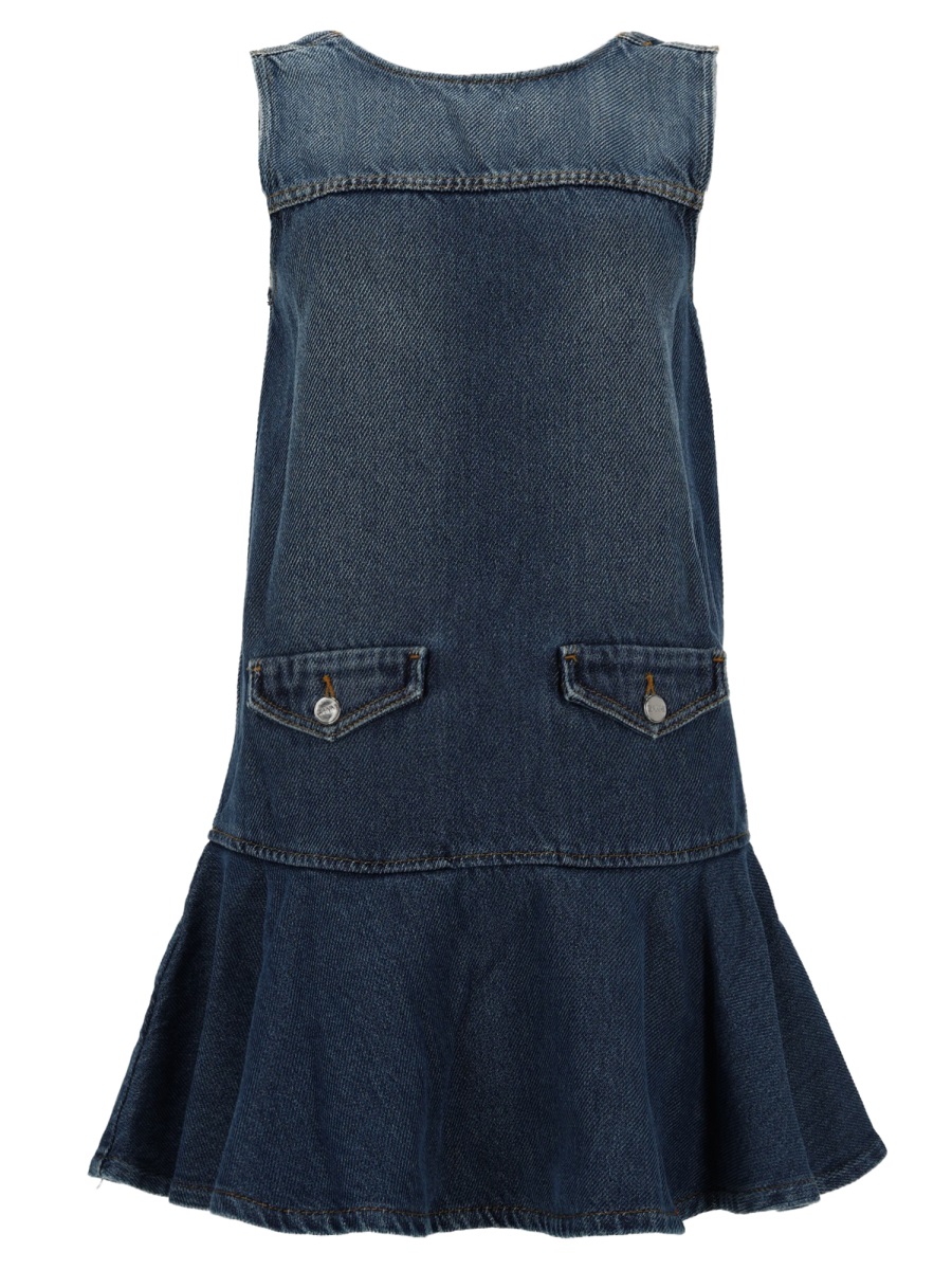 Ganni Organic Cotton Flared Ruffle Mini Dress Zwart