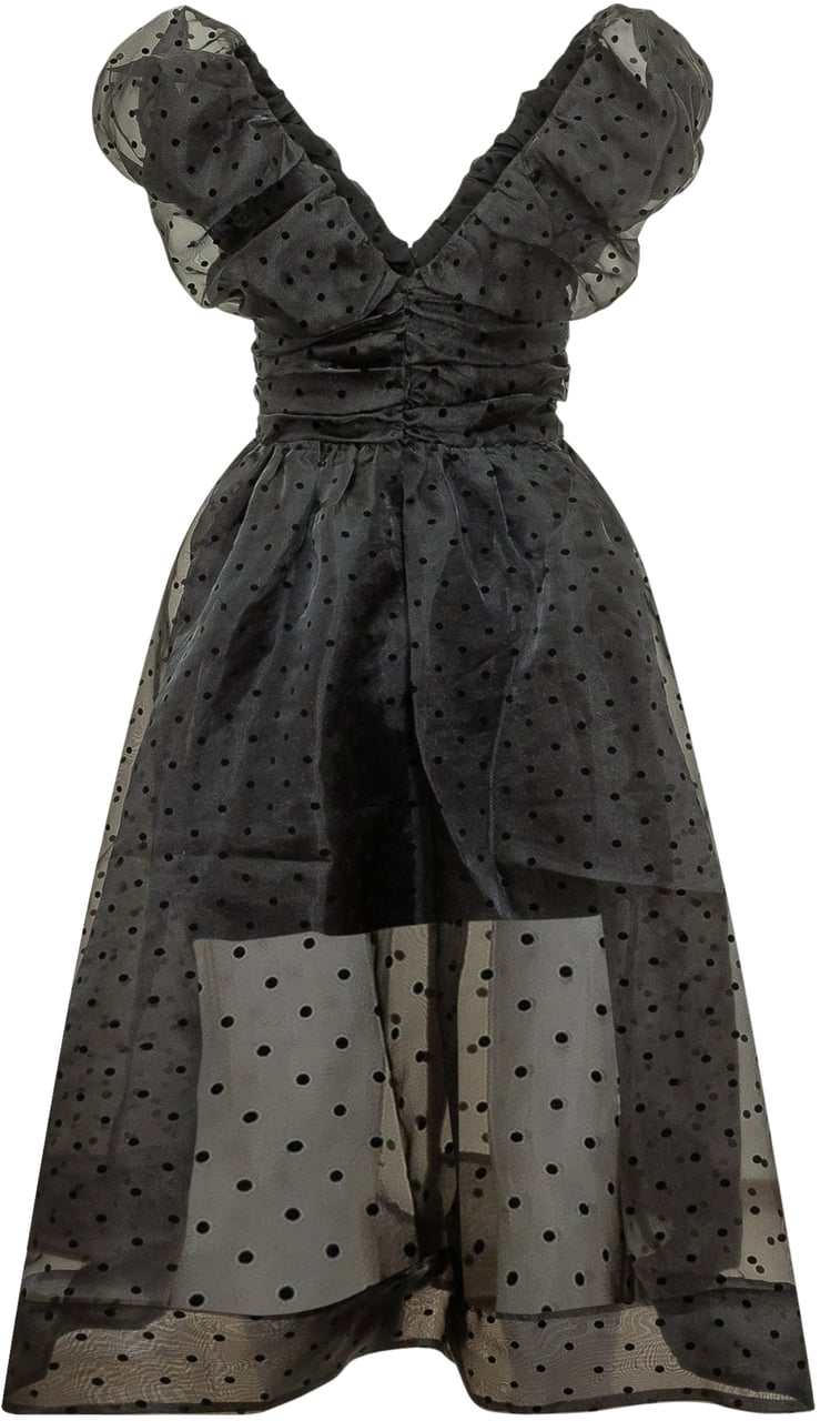 Ganni Abito Lungo Arricciato Zwart