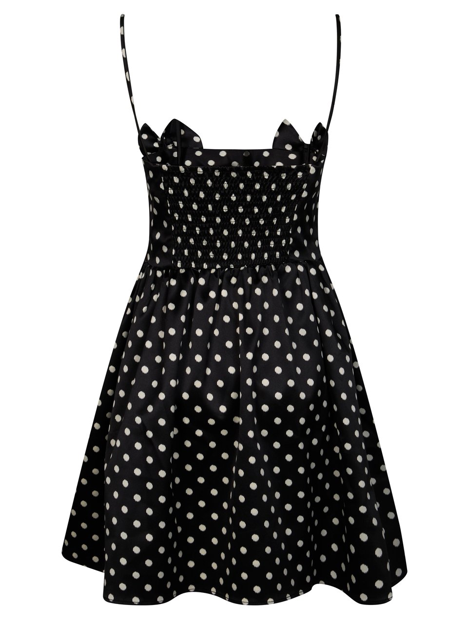 Ganni Black Polka Dot Square Neck Mini Dress Zwart