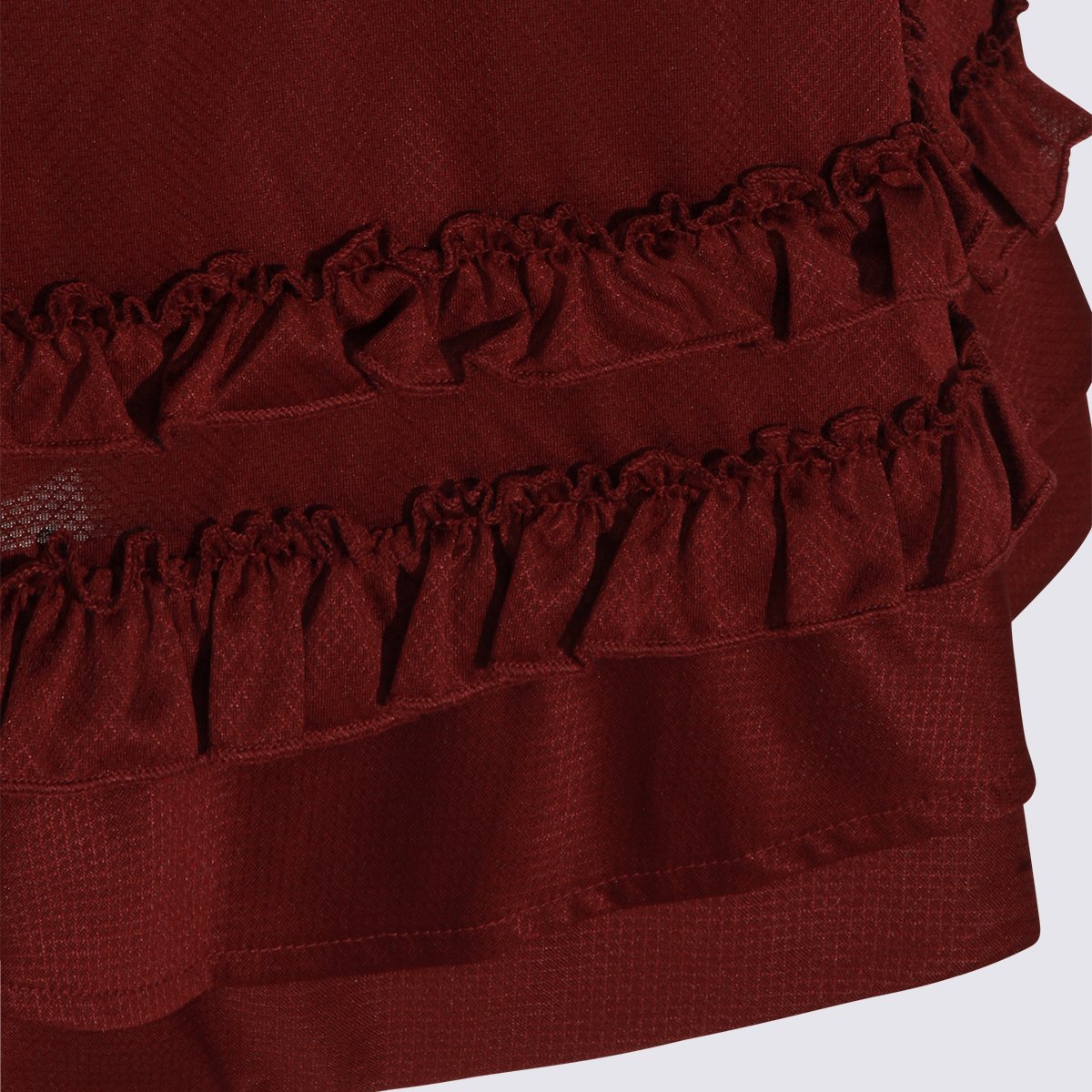 Ganni Deep V-Neck Dress With Ruffled Trim And Bold Graphics Zwart