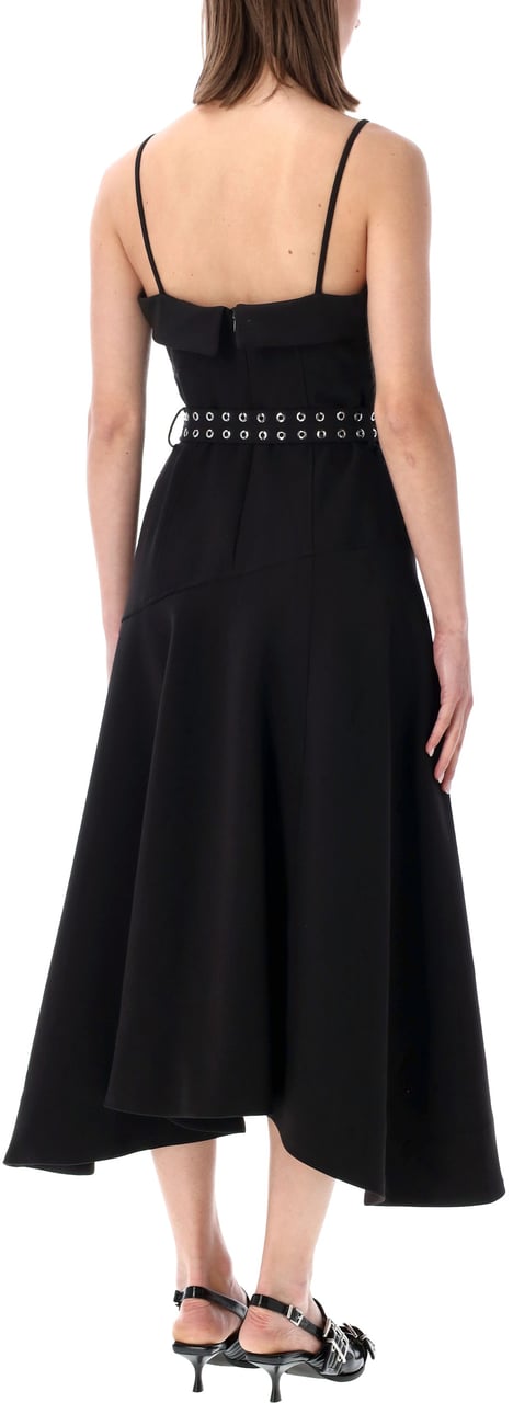 Ganni Asimmetric Midi Dress Nero Zwart