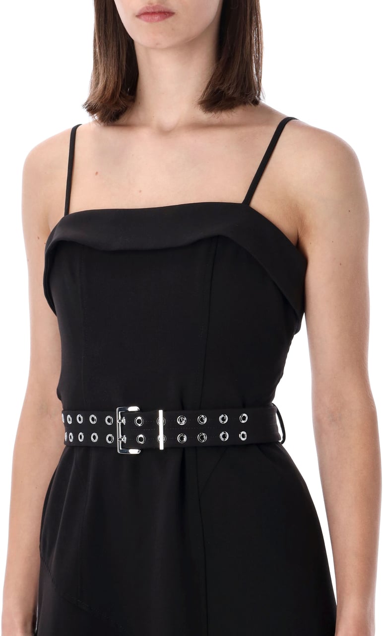 Ganni Asimmetric Midi Dress Nero Zwart