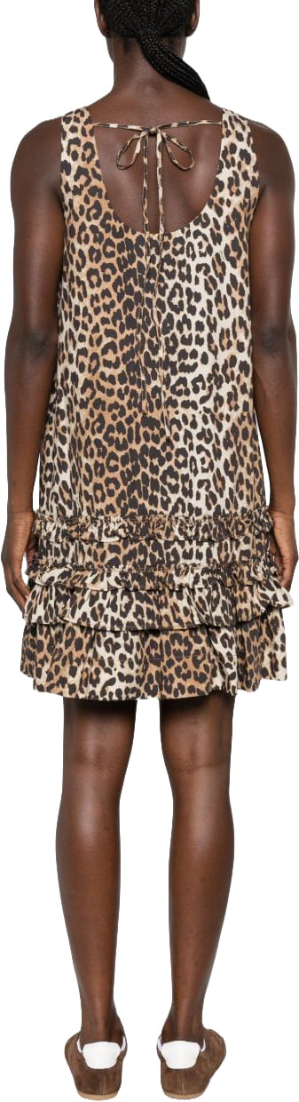 Ganni Dresses Leopard Print Beige