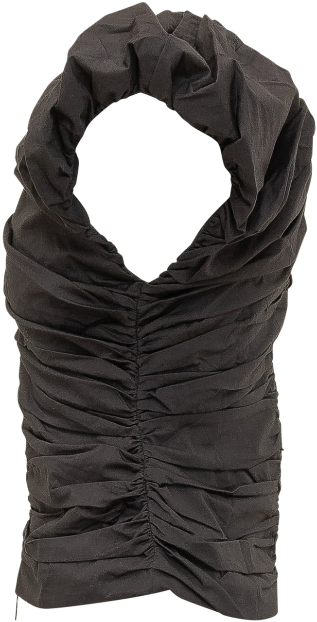 Ganni Top In Cotone Stretch Donkergrijs