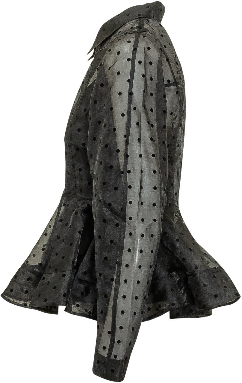 Ganni Camicia Peplum Floccata Zwart