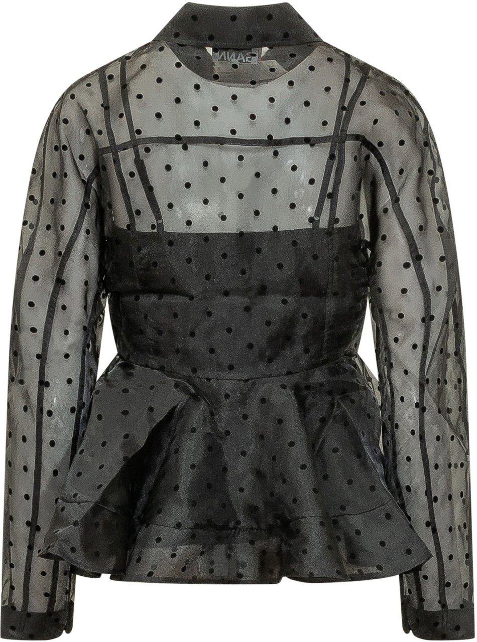 Ganni Camicia Peplum Floccata Zwart