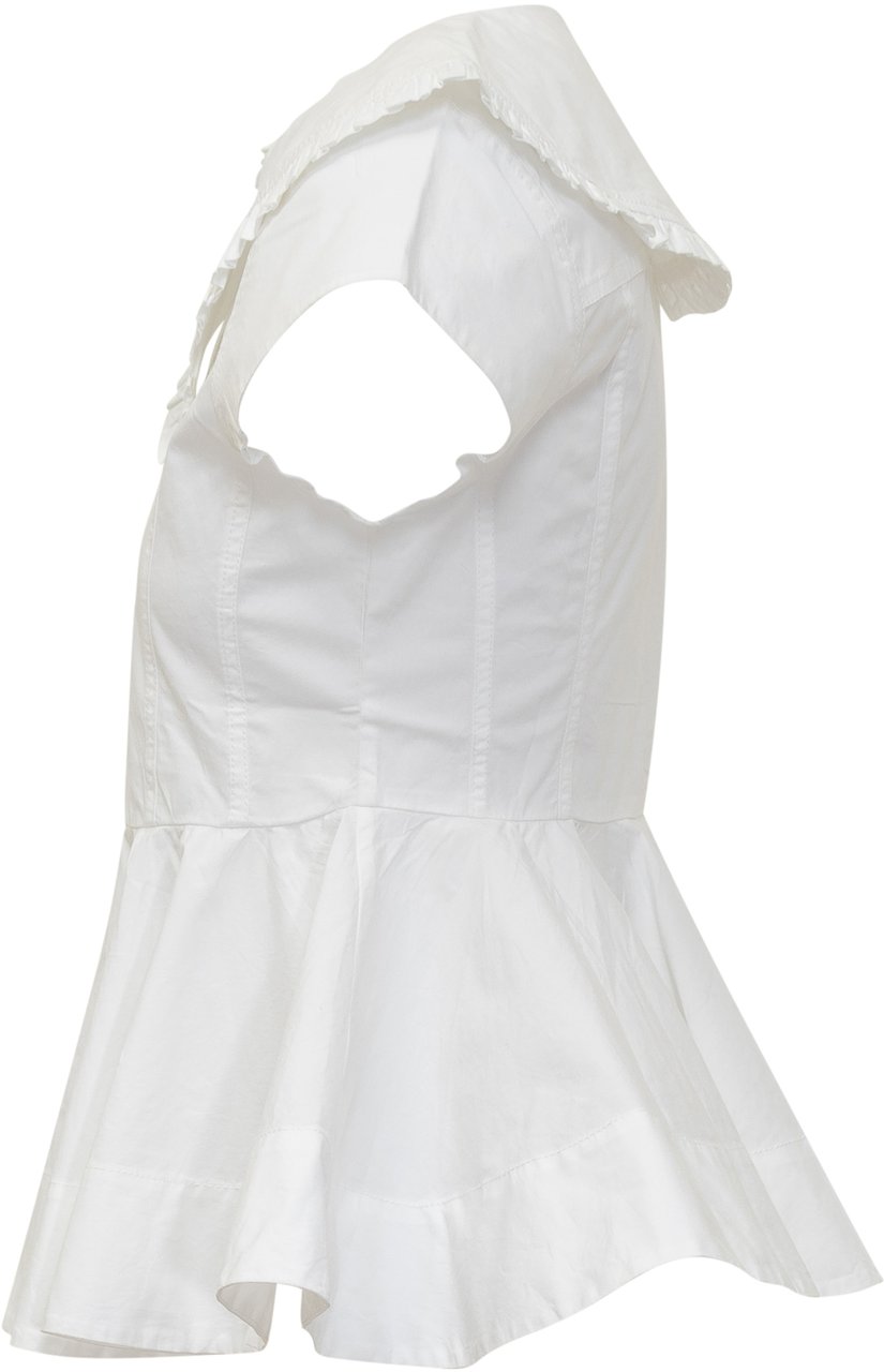 Ganni Camicia Peplum con Colletto Ampio Wit