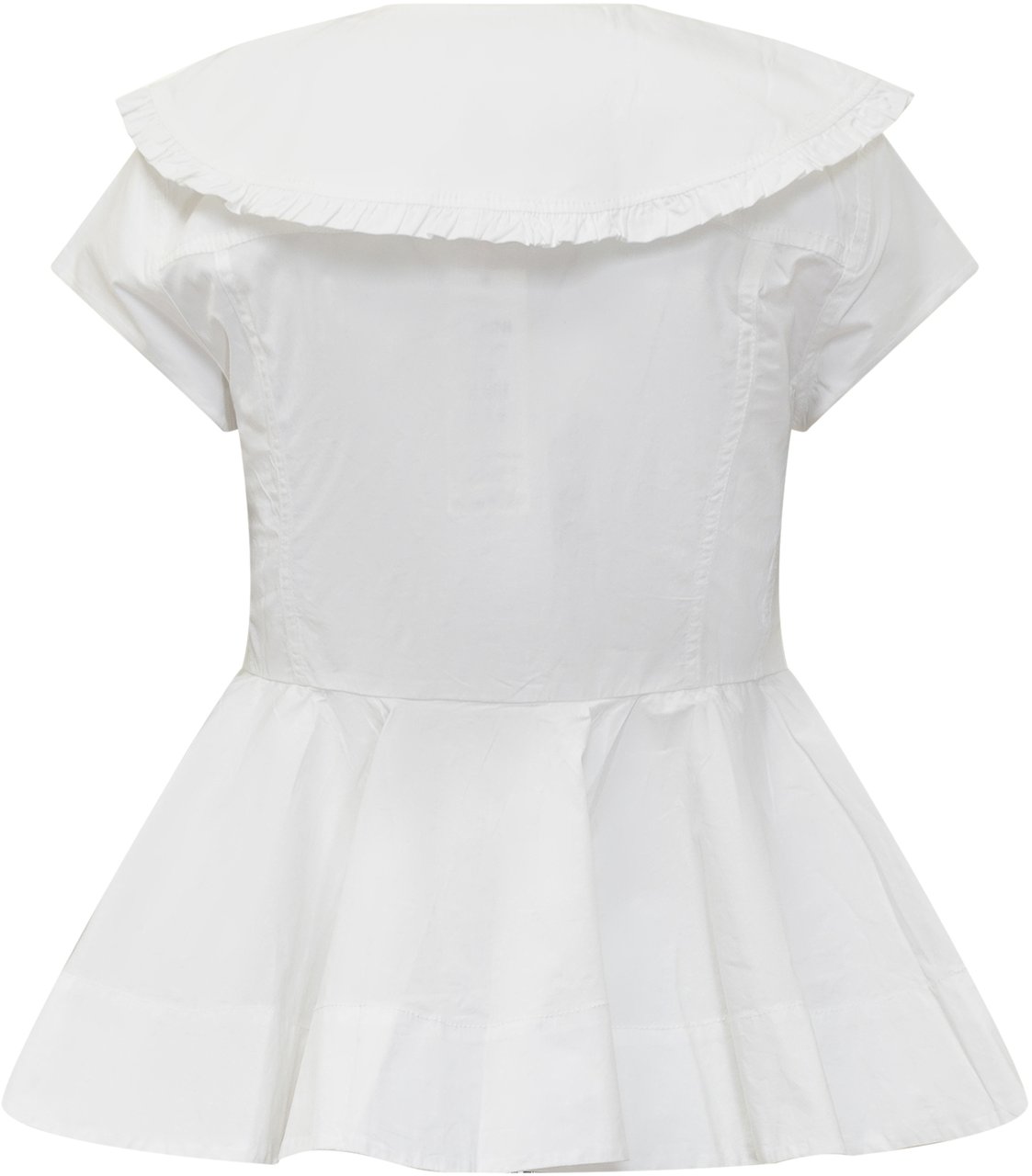 Ganni Camicia Peplum con Colletto Ampio Wit