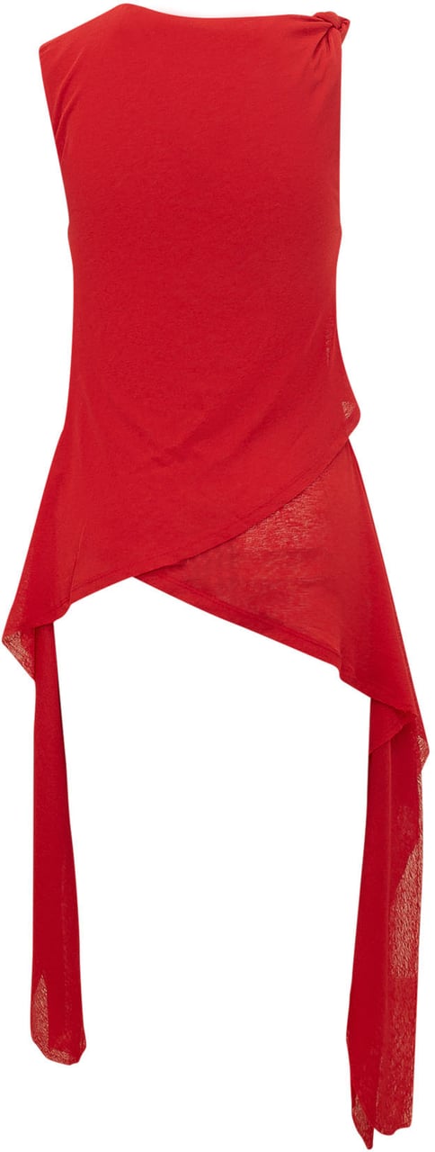 Ganni Top in Mesh con Nodo su Spalla e Taglio Asimmetrico Rood