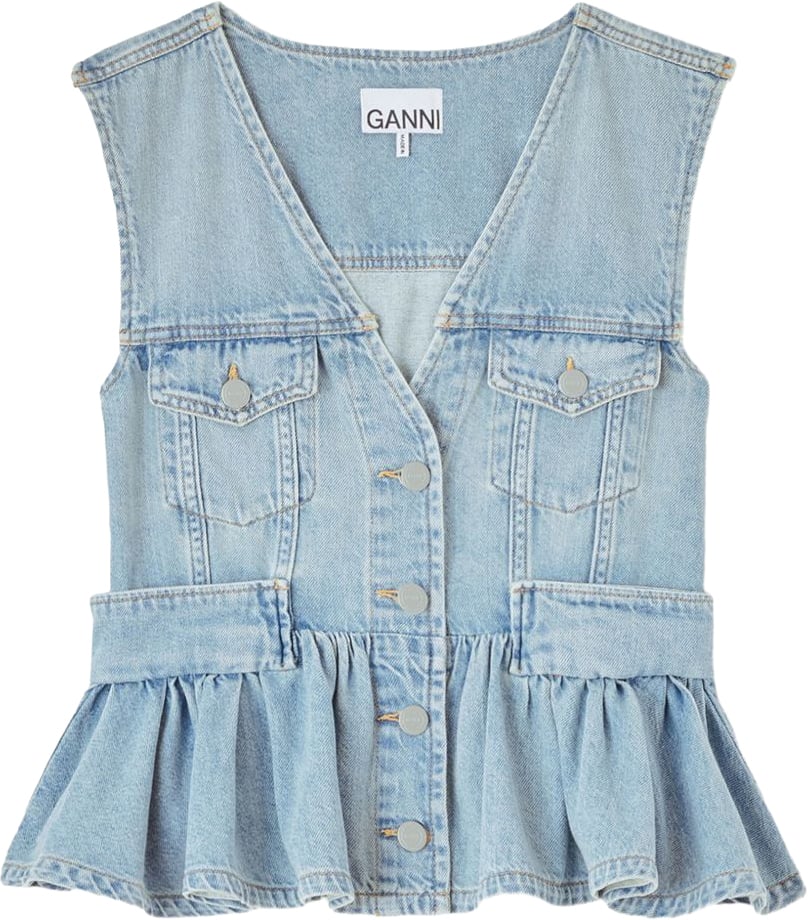 Ganni Top Light Blue Lichtblauw