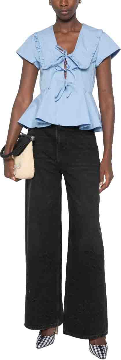 Ganni Top Light Blue Lichtblauw