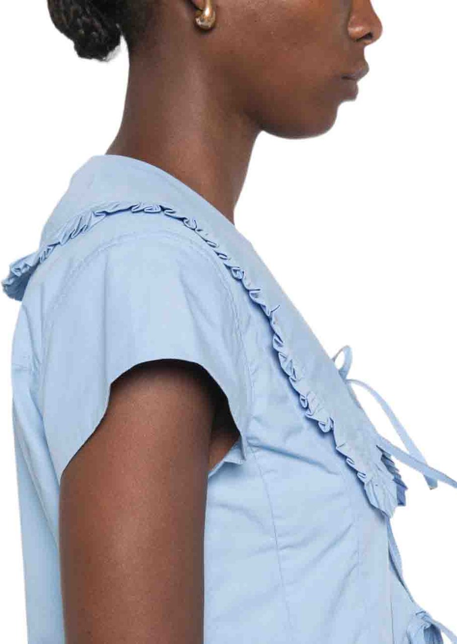 Ganni Top Light Blue Lichtblauw