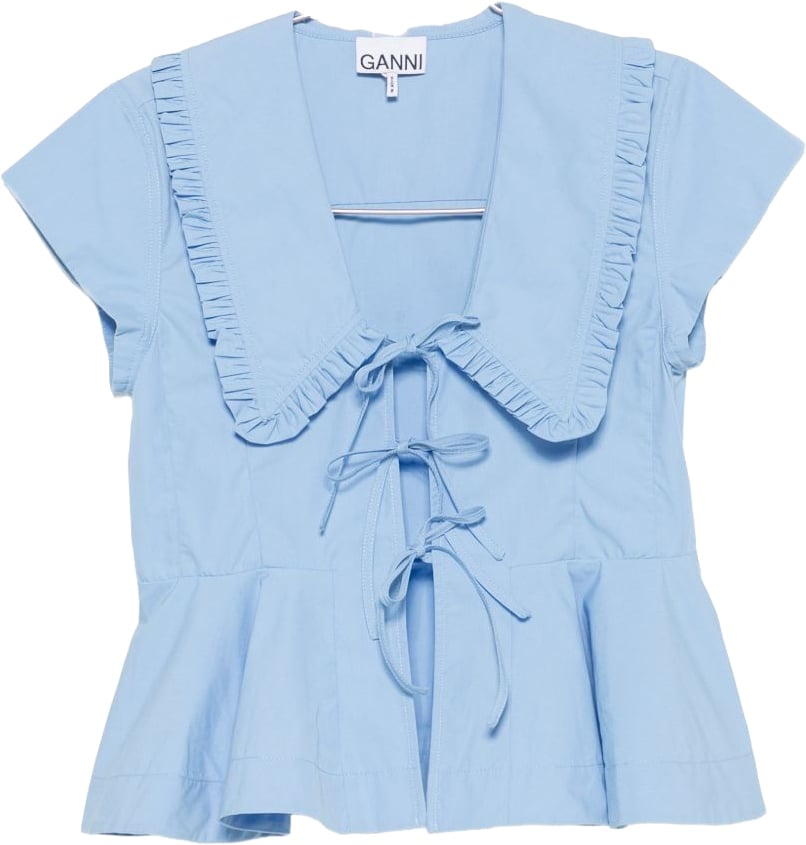 Ganni Top Light Blue Lichtblauw