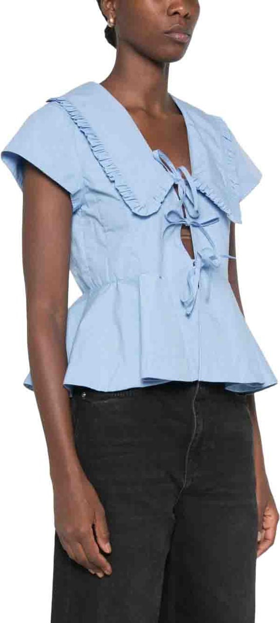 Ganni Top Light Blue Lichtblauw