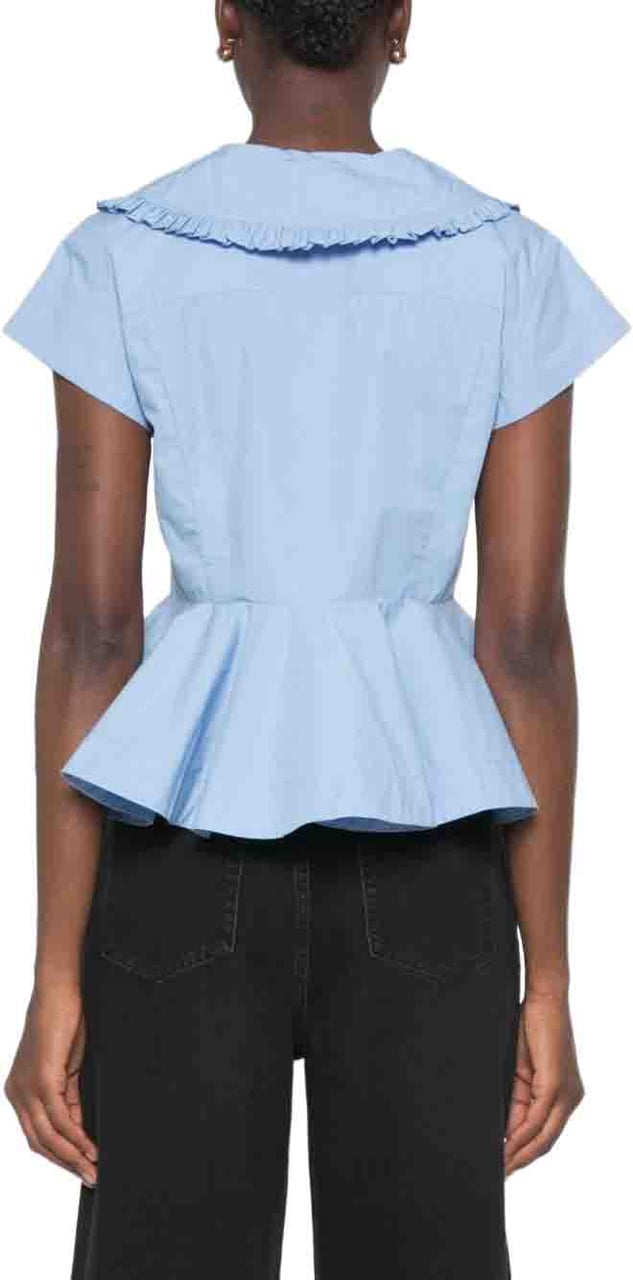 Ganni Top Light Blue Lichtblauw