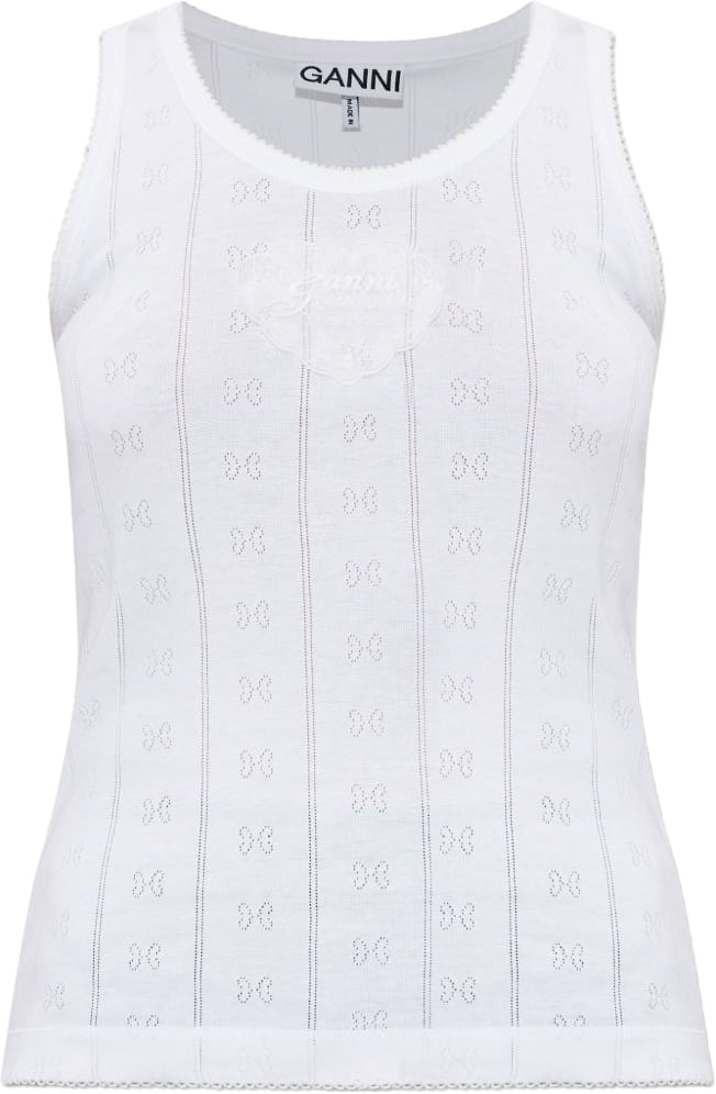 Ganni Top White Wit