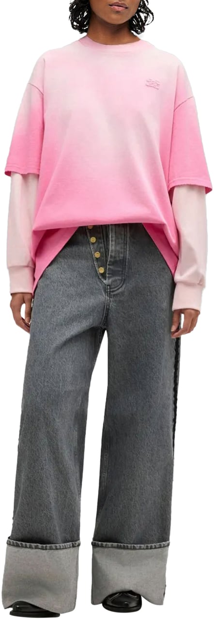 Ganni Heavy Cotton Jersey Longsleeve Washed Effect Roze