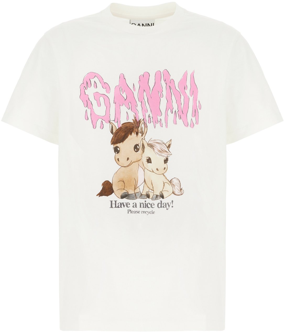 Ganni Ganni White cotton t-shirt Wit