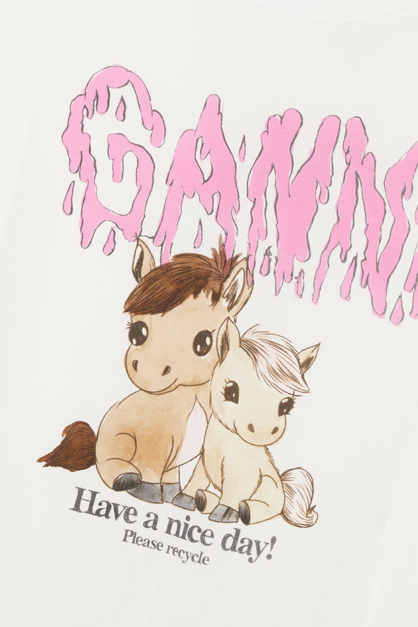 Ganni Ganni White cotton t-shirt Wit