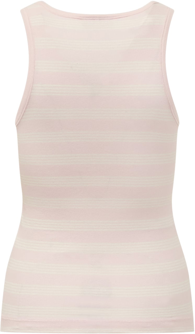 Ganni Canotta in Cotone Morbido Roze