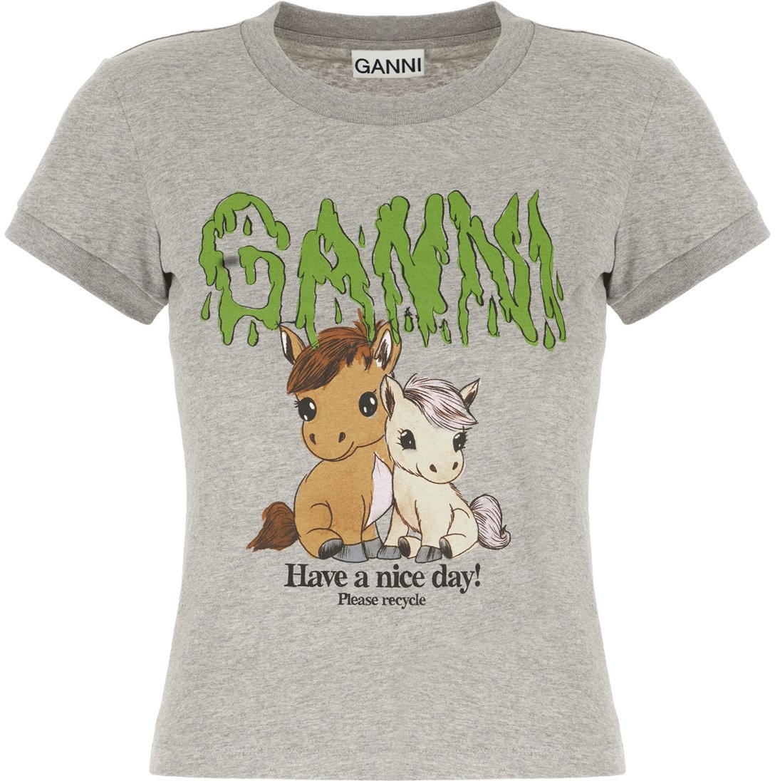 Ganni Grey cotton t-shirt Grijs