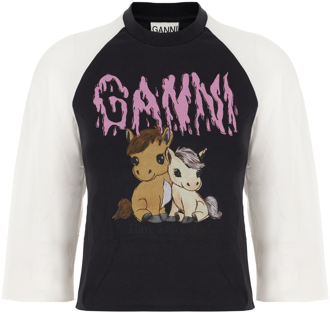 Ganni Ganni Two-tone cotton t-shirt Divers