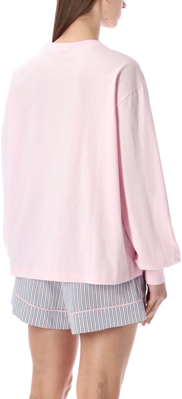 Ganni Ls Tee Cherry Chalk Pink Roze