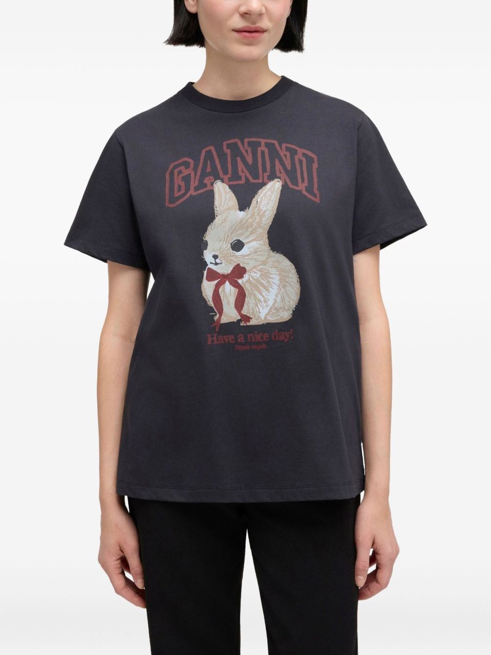 Ganni T-Shirts And Polos Black Zwart