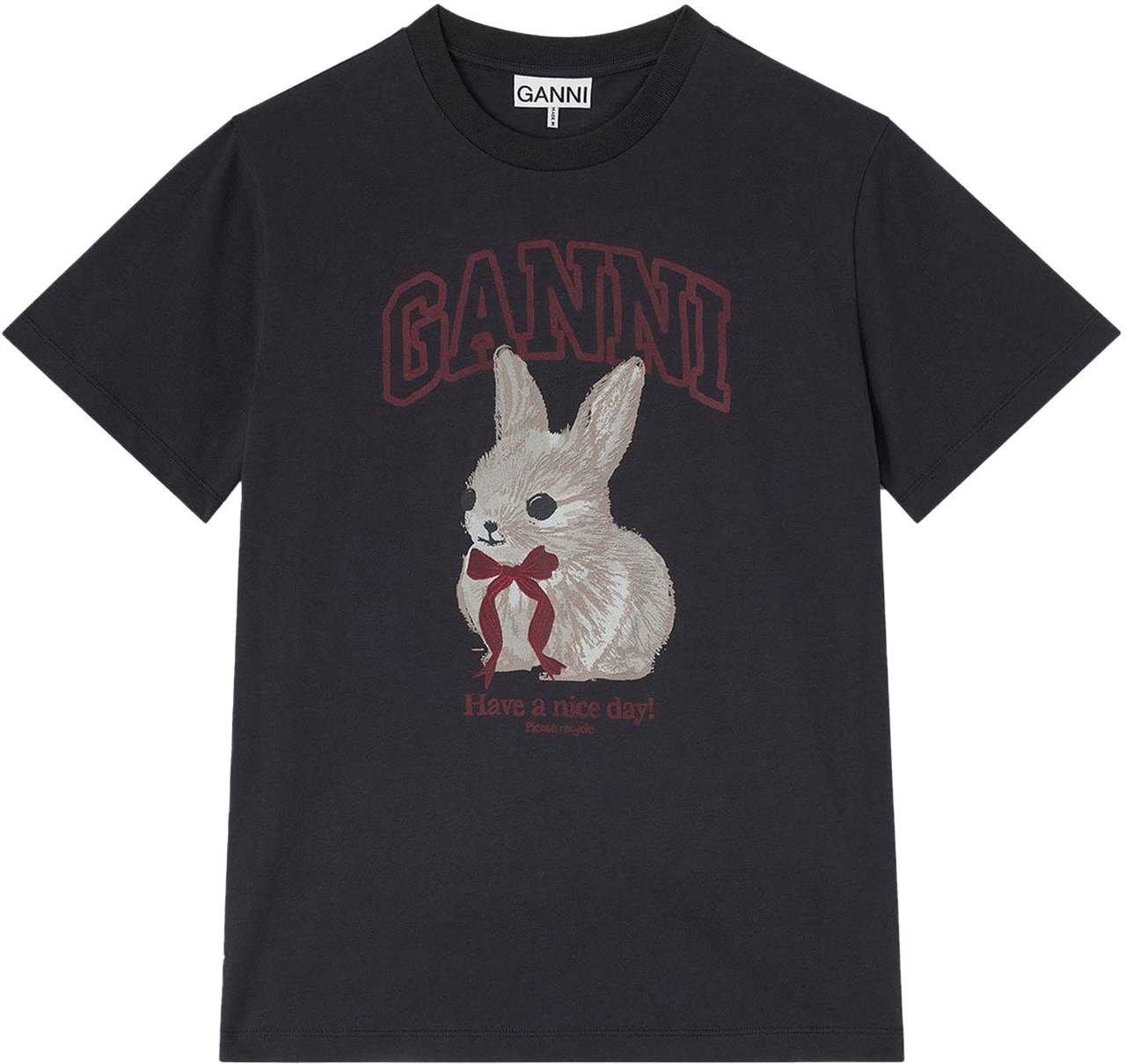 Ganni Basic Cotton Jersey T-shirt Zwart