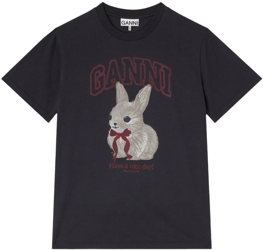 Ganni T-Shirts And Polos Black Zwart
